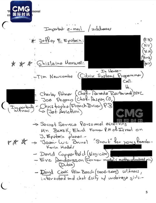 美公布爱泼斯坦案文件百页被涂黑 美公布爱泼斯坦案文件百页被涂黑